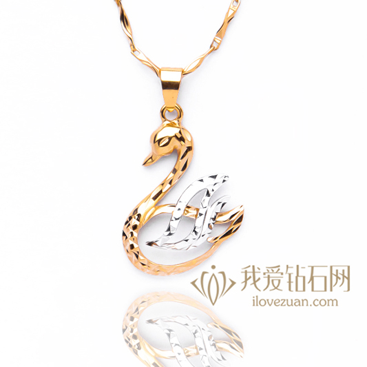 天鵝-18K彩金吊墜