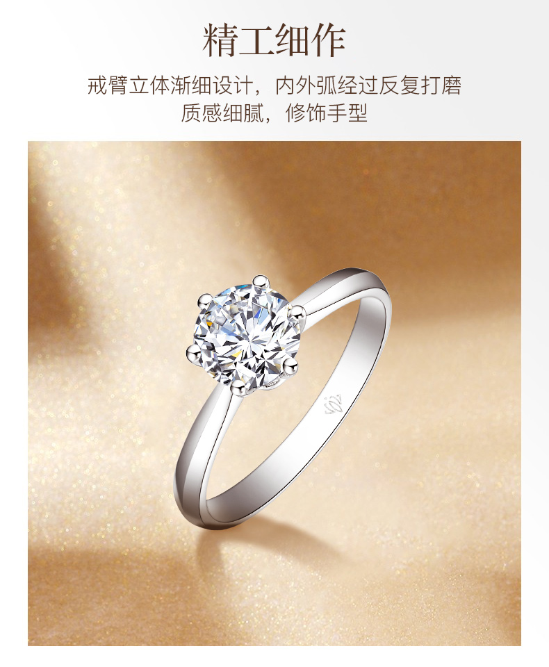 六爪皇冠/18K白金鉆戒 1克拉/F-G色/SI凈度 國檢