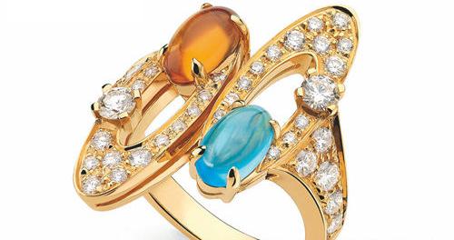 Bulgari Elisia 系列黃金鑲彩寶與密鑲鉆戒指