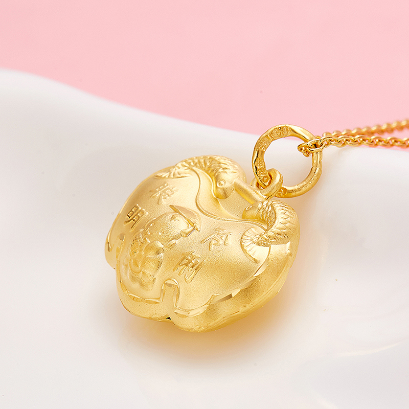 3D硬金-聰明伶俐鎖/足金硬金吊墜