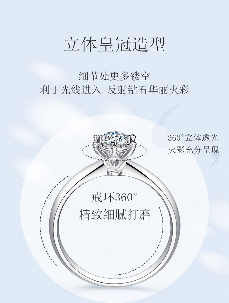 車花皇冠/18K白金鉆戒 1克拉F/SI1/3EX雙證書