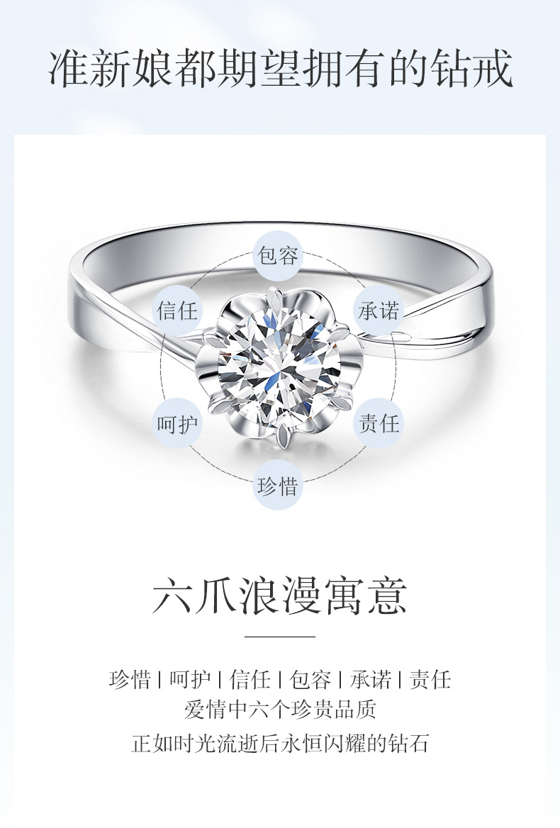 玫瑰情事/18K白金鉆戒 20分/F-G色/SI凈度 國檢