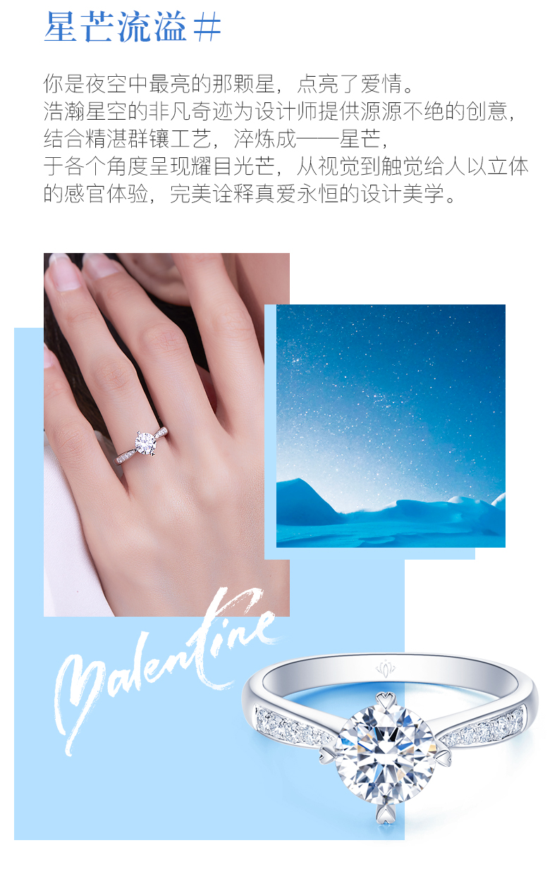 星芒/18K白金鉆戒/70分 F-G色/SI凈度 國檢