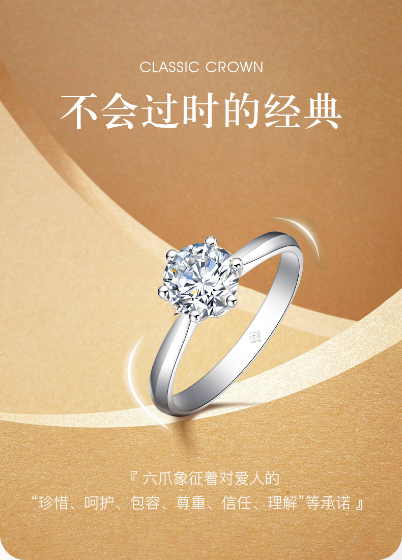 六爪皇冠/18K白金鉆戒 70分/F-G色/SI凈度 國檢