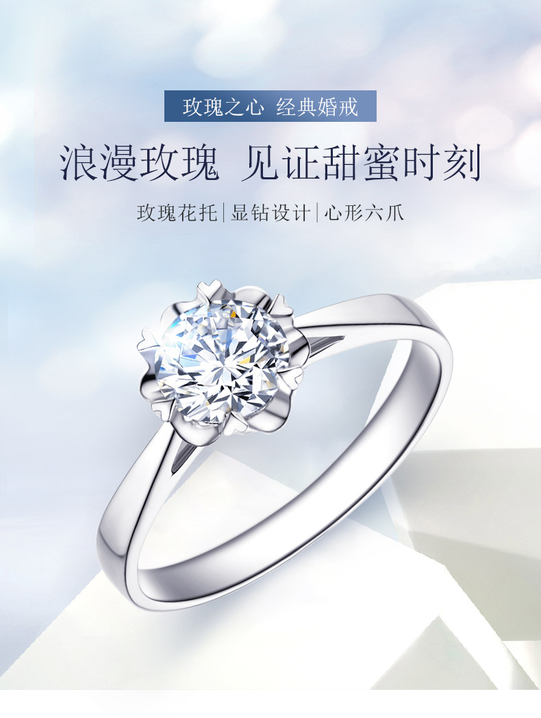 玫瑰之心/18K白金鉆戒 20分 F-G色/SI凈度 國檢